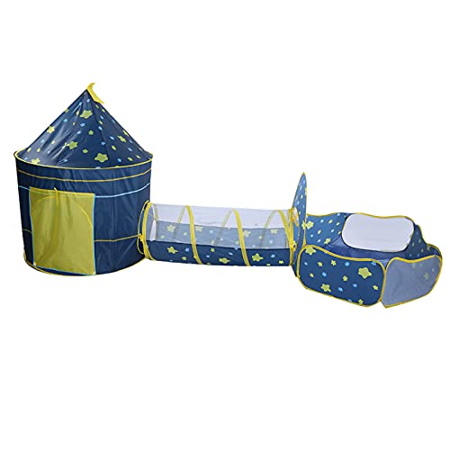 Akozon Akozon 3 en 1 Piscina de Bolsas para la Tienda Infantil y Túnel de Rastreo con Diseño de Cielo Estrellado-Divertin Playhouse para Que los Niños Exploren, Lean y Jueguen