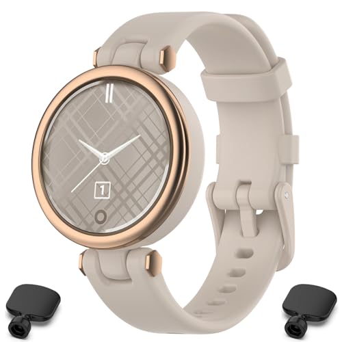 Alisitina Compatible With Garmin Lily Bands, 14.2mm Width Soft Silicone Band with Installation Tools for Garmin Lily Smartwatch (Sand Gray)