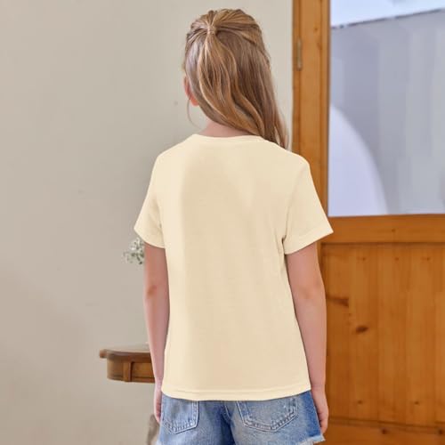 Kids Basic Solid T-Shirts Boys Girls Short Sleeve Cotton Crewneck Tees Teens Casual Loose Fit Shirts Summer Baggy Clothes4