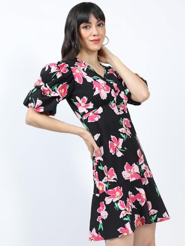 Image of Tokyo Talkies Women's Short Sleeves V-Neck Printed Dresses | Stylish Dresses | Casual Dresses
