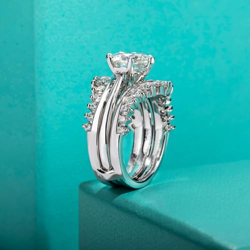 Anuclub Moissanite Engagement Rings Bridal Set 4.52Cttw D Color Vvs1 925 Sterling Silver Lab Created Diamond Wedding Promise Ring For Women With Certificate 7 thumb #2
