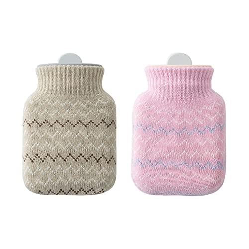 Lenugeo Kleine Wärmflasche mit Bezug, BPA-Frei Silicone Mini Hot Water Bottle, Hause Büro Wärmehaltung für Hände Bauch Füße, Bettflasche Erwachsene Kinder Baby 300ml*2 Cover