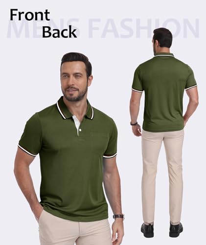 Image of ZITY Men Polo Shirts Short Sleeve with Pocket Golf Polo Wicking Shirts for Men Casual Collared T-Shirts
