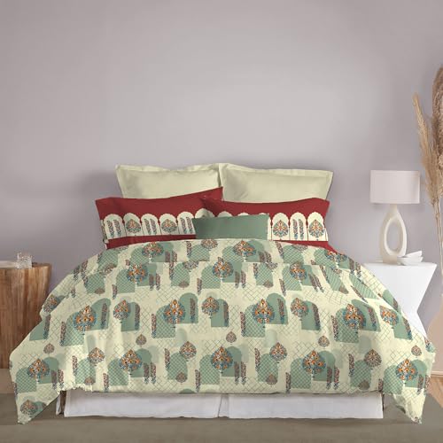 Image of MYTRIDENT Celebration Bedsheet Gifting Collection Double Size - Ruhani Orange