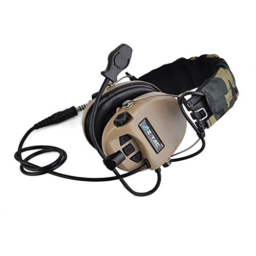 IRON JIA'S Shooting Earmuffs Hunting Tactical Headset Noise Canceling Camouflage headphone Standard Military NATO plug Walkie Talkie Helmet Z-111 (Desert)
