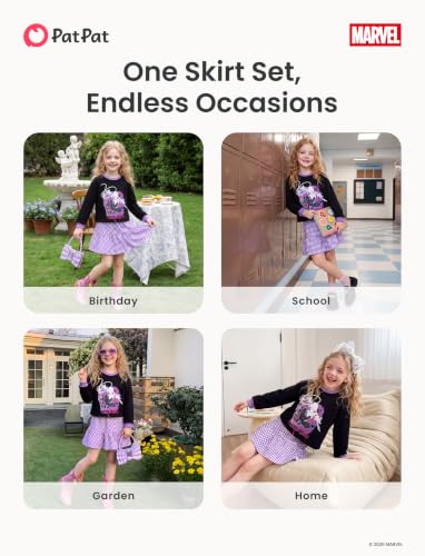 Image of Disney Girls' 2-Piece Outfit Sweatshirt Top & Pleated Skirt Set 2-9Y