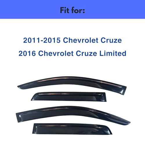 Image of IG Window Visors Fit for 2011-2015 Chevrolet Cruze, Out-Channel Rain Guards Vent Wind Deflectors 4PC, Car Accessories for 2016 Chevy Cruze Limited