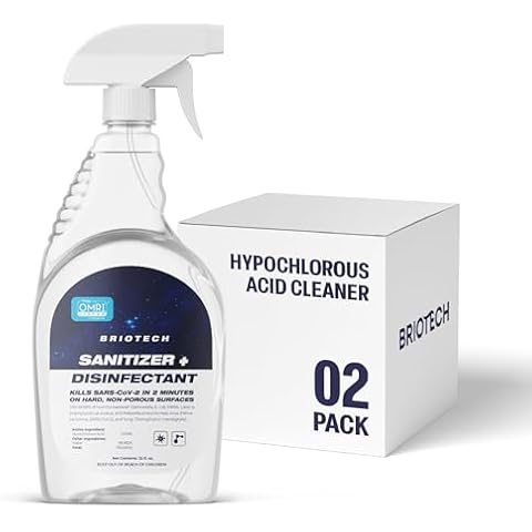 BRIOTECH Sanitizer Disinfectant Hypochlorous Spray, Kill 99.99% of Viruses & Bacteria, Gentle for Nursery & Play Rooms, Food Contact Surface Safe, 32 fl oz, 2 ct Cover