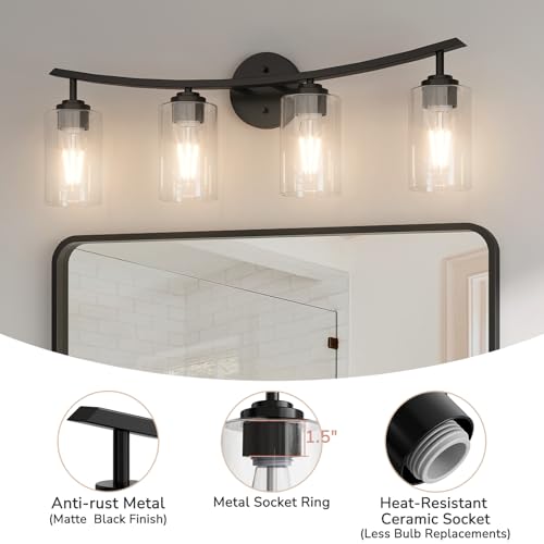 Image of USHOWER 4-Light Inner Arc Bathroom Light Fixtures