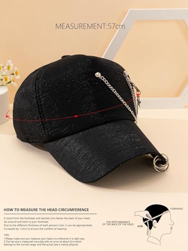 Gorra de béisbol decorativa con anillos y cadenas para mujer miniatura 4