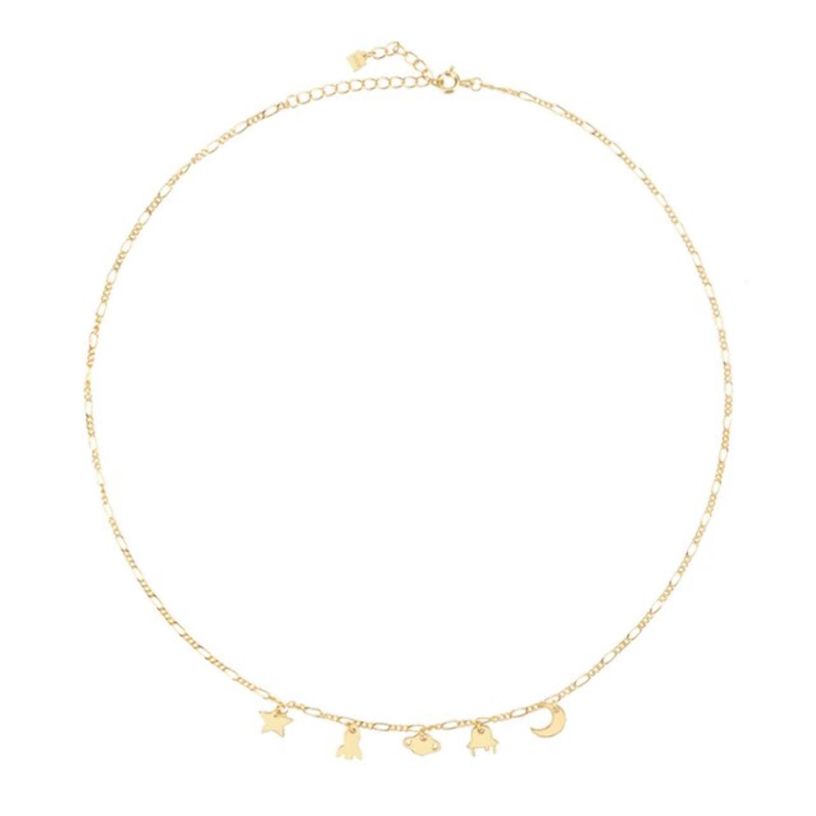 925 Sterling Silver Gold Locker Chain Charm Star Moon Global Pendant Choker Collana Long Chain Women Rock Punk Jewels