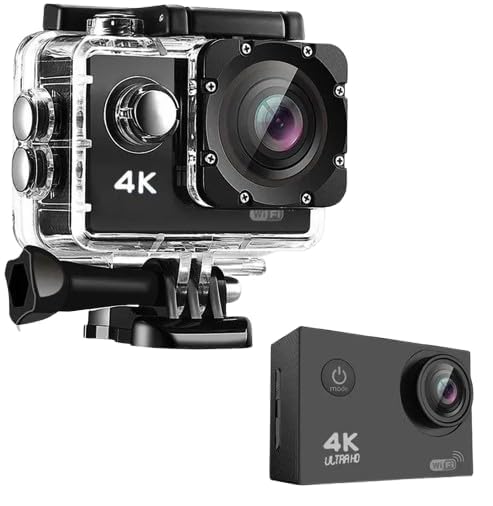VYNEX Ultra HD Action Camera 4K | Waterproof WiFi Sports Cam with Wide 170° Lens | Outdoor, Travel & Underwater Adventure Video Recording