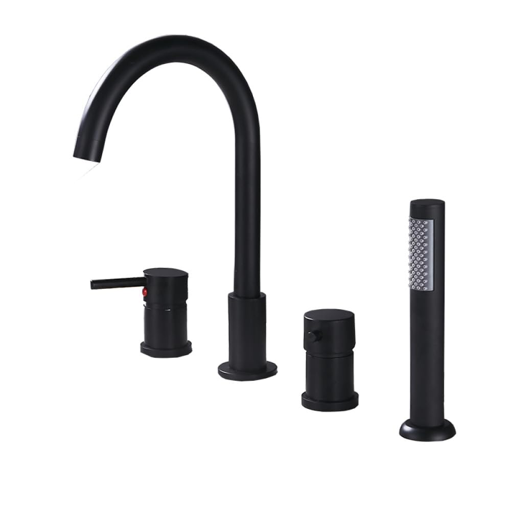 Robinet de bain mitigeur eau chaude froide or et noir à haut débit pour baignoire