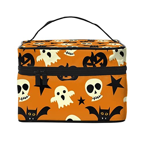 ハロウィーン スカル 化粧ポーチ メイクポーチ 収納ケース トラベルバッグ 化粧バッグ 化粧道具 化粧品 小物入れ 収納 旅行用 出張用