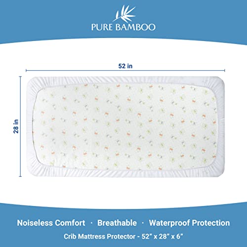 Image of Bamboo Crib Mattress Protector by Pure Bamboo, Waterproof - Breathable, Noiseless Mattress Cover Pad Protects Against Moisture & Stains - Fits 52x28x6 inch Mattress