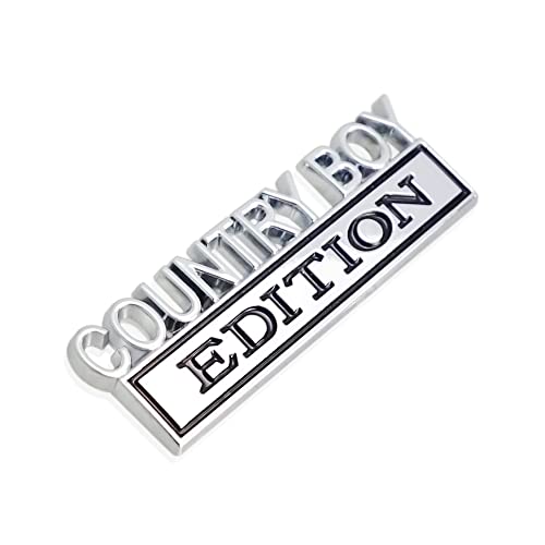 Image of 2 Pcs Country Boy Edition Emblem 3D Metal Badge Decal Sticker Fit for Universal Car Truck SUV Side Rear Front Hood Trunk Door (Silve Black)