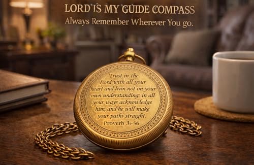 Brújula con grabado 'Confía en el Señor con todo tu corazón - Proverbios 3:5-6' con caja de madera, regalo religioso para graduación para hombres, mujeres, niñas y niños miniatura 3