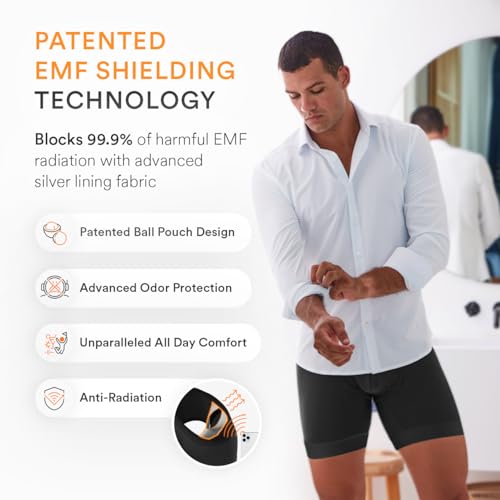 Apex E M F Blocking Boxer Briefs for Men, Patented Ball Pouch Design, Anti Odor Silver Fabric, No Ride Up Legs2