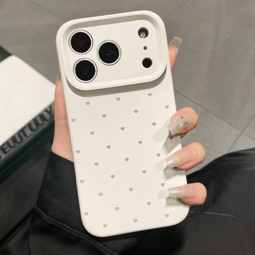 Coque silicone liquide iPhone 16 Pro Max motif cœur blanc antichoc