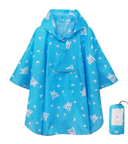 Image of SaphiRose Lightweight Kids Rain Poncho Jacket Waterproof Outwear Rain Coat