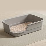 LoopTime Extra Large Cat Litter Box with High Sides,Cats Boxes for Indoor Cats,Cat Litter Pan for Kitty,Litter Box with Low Entry,Easy to Clean,Anti-Splashing,23.6" x15.7" x5.9" (Grey)