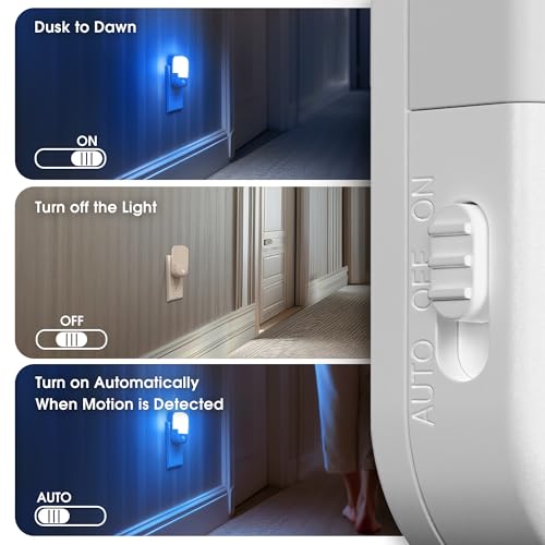 Image of Briignite Blue Motion Sensor Dusk to Dawn Dimmable Led Night Light 2Pack for Kids, Bedroom, Kid Room, Bathroom
