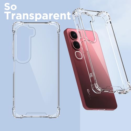 Image of Amazon Basics Back Cover for Vivo Y31 5G PC + TPU Clear Transparent Raised Edges Shockproof Protective Phone Bumper Case (Transparent)