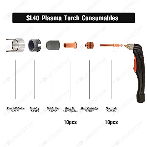 Weldingstop 9-0096 9-0093 Plasma Sl40 Torch For Thermal Dynamics Cutmaster 42 Cutter 20Pcs #TOP3