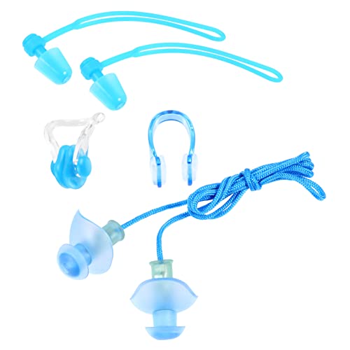 Anneome 4-Piece Swimming Earplugs and Nose Clip Set Child Adult Waterproof Comfortable PVC for Swimming Diving Hot Springs