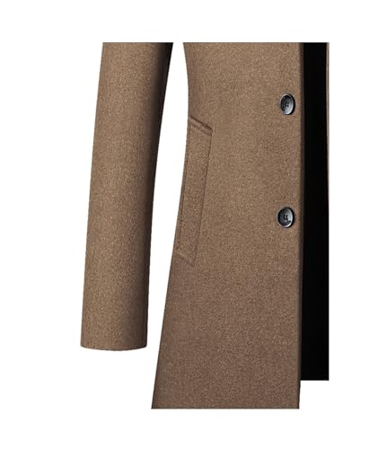 Image of SOMTHRON Men's Trench Coat Wool Blend Slim Fit Top Coat Single Breasted Business Overcoat