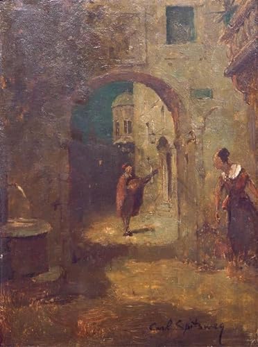 Toile Carl Spitzweg sérénade solo pour transformer un bureau vide en cabinet d'art