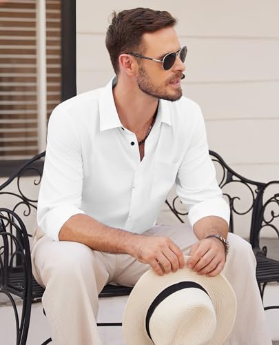 Linen Mens Dress Shirts Long Sleeve Linen Dress Shirts for Men Casual Linen Shirts for Men Button Down Shirt4