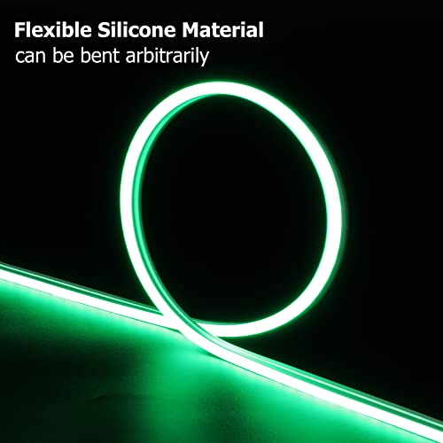 Image of Neon Rope Lights, 16.4ft Rope Lights with Dimmable Remote and Adapter, Waterproof Flexible Smart Led Strip Lights for Bedroom, Super Bright, DIY Neon Sign, Indoors Outdoors Wall Decor, Green