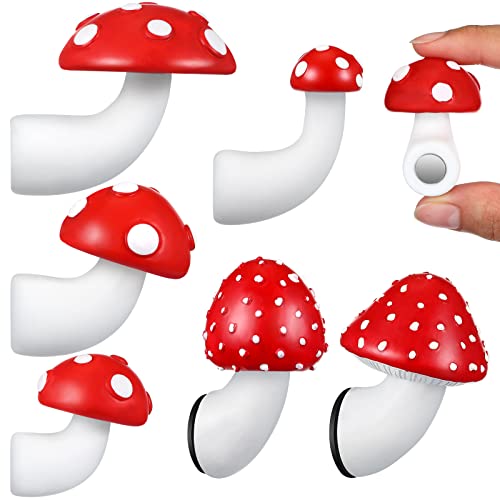 6 Imán Decorativo de Champiñón Rojo y Blanco en Resina miniatura 1