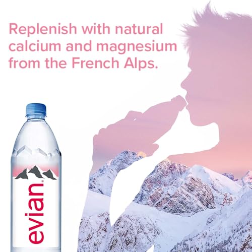 Image of Evian Natural Spring Water, Naturally Filtered Spring Water in Large Bottles, 1 Litre x 12 Bottles