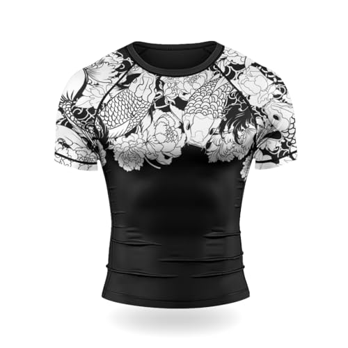 Japanese Koi Fish Ranked Men’s Short Sleeve Fight Shirt MMA BJJ Jiu-Jitsu Training Base Layer Rash Guard2