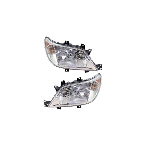 Evan-Fischer Headlight Set Compatible with 2003-2006 Dodge Sprinter 2500 2002-2006 Freightliner 3500 Left Driver and Right Passenger Side Halogen With bulb(s)