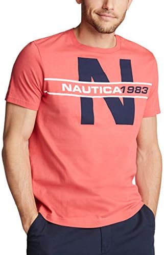 Nautica Men's Short Sleeve 100% Cotton Nautical Series Graphic Tee, Sailor Red, X-Large