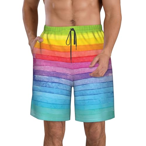 Pantalones cortos de playa hawaianos de rayas CHAbu para hombre