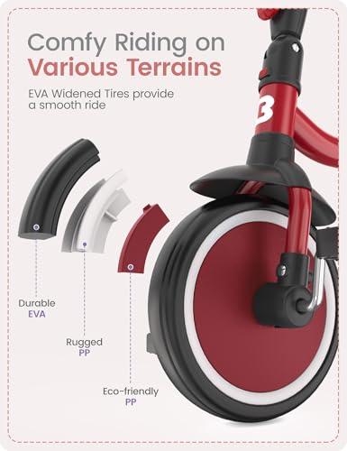 Image of besrey Toddler Tricycle with Bell, Kids Tricycle Age 18 Months to 5 Years, Kids Trike, Toddler Bike for 1.5-5 Year Olds, Baby Trike, Gifts & Toys for Boys & Girls, Red