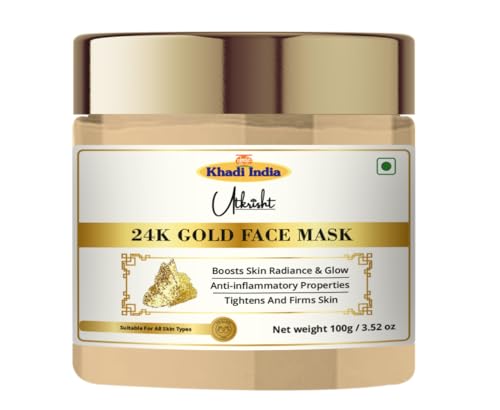 Image of Khadi 24K Gold Face Mask 100g | Pure, Natural | For Skin Radiance & Glow | Glowing, Brightening & Anti Aging | Removes Dirt & Impurities | All Skin Types | Gold Face Mask for Men & Women