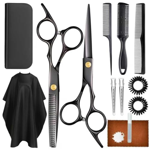 Hair Cutting Scissors Shears Kits, Professional Haircut Scissors Set with Thinning Shears, Stainless Steel Barber Scissors for Men, Women, Kids, Salon & Home Use