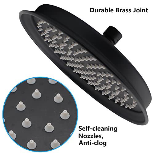 Drettyer 9Inch Round Antique Rain Shower Head Replacement, Matte Black Stainless Steel Wall Mount High Pressure Rainfall Waterfall Showerhead Vintage With Swivel Ball #TOP1