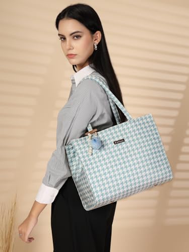 Image of ENSAC Women's Floral Print Tote Bag | Lightweight Handbag with Zipper Closure