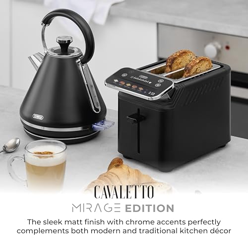 Tower T10087BLK Mirage Kettle with Digital Control Panel, Variable Temperature Function, Rapid Boil Technology, Viewing Window, Removable Filter, 3kW, 1.7L, Black & Chrome