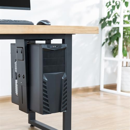 Soporte para CPU, carro móvil ajustable bajo escritorio, montaje en pared, giro de 360 grados, soporte de acero para torre de PC miniatura 5