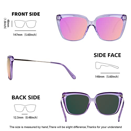 Maxjuli Polarized Classic Retro Cat Eye Oversized Sunglasses Womens Mens Trendy Shades Uv400 Sunnies 8136（Purple+Pink） #TOP6