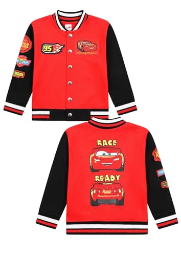 Disney Cars Varsity - Chaqueta bomber Lightning McQueen estilo béisbol para niños, rosso, 3-4 años
