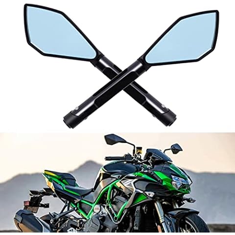 DREAMIZER Universal Aluminium Motorcycle Handlebar End Mirror, 8mm 10mm Motorcycle Side Rearview Mirrors for Street bike Sport bike Dirt bike Cruiser Chopper Scooter(Black) Cover