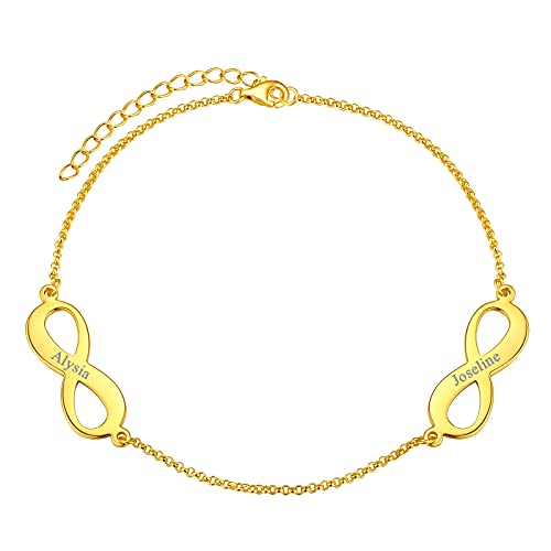 FindChic Handcuff Ankle Bracelets for Women Stainless Steel/18K Gold Plated/Black Infinity Custom Name Ankle Chain Jewelry Gift for Best Friends/Family, with Gift Box 1.handcuff & black